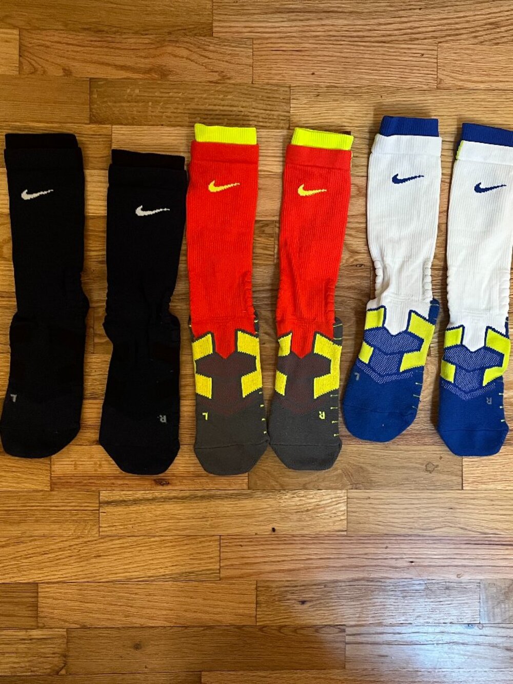 Lot of 3 pairs Men's Large 8-12 Nike Elite Vapor Dri Fit Football Crew Socks